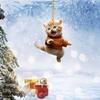 Colgante plano acrílico transfronterizo con diseño de gato Kung Fu creativo para Navidad, para el hogar y el árbol de Navidad.