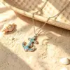 Juego de Joyería de Ancla Personalizado, Collar de Turquesa Estilo Océano de Nicho de Moda, Pendientes, Pulsera, Tobillera, Suministro Transfronterizo
