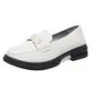 Mocassins Femininos com Solas Grossas, Novo Outono 2025 Estilo Britânico Sapatos Pequenos de Couro, Sapatos Baixos de Solado Plano, Sapatos Femininos de Tamanho Grande, Confortáveis com Salto Baixo