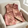 Novo colete jacquard sem mangas de dupla face para primavera e outono, top de corte solto estilo chinês, elegante e estiloso