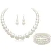 Joyería Popular Europea y Americana Nueva Transfronteriza, Elegante Collar de Perlas con Pendientes, Conjunto de Collar Simple y de Alta Gama