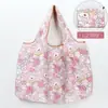 2025 Nueva Bolsa de Compras Plegable Tela Floral Portátil Poliéster Tote Bolsa de Almacenamiento Gran Capacidad Bolsa para la Compra del Supermercado Venta al por Mayor