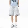Shorts de trabajo de secado rápido estilo americano con cordón para hombre, shorts deportivos finos holgados rectos de verano, pantalones casuales de longitud media para hombre
