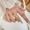 Anillo de Personalidad Corazón Dulce para Mujer, Anillo Abierto Geométrico Ovalado Hueco Irregular Versátil Apilable, Anillo para Dedo Índice Moderno