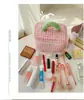 Linda bolsa de cosméticos portátil a cuadros combinación de colores macarrón capacidad grande portátil bolsa de aseo bolsa de cosméticos almacenamiento de alta calidad