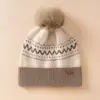 Gorro 100% Cachemir Puro para Mujer, Gorro de Punto Grueso con Pompón para Otoño e Invierno, Nuevo Gorro Cálido Holgado que Protege los Oídos