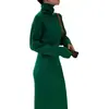 Vestido Suéter Gola Alta de Comprimento Médio com Casaco, Comprimento no Joelho, Estilo Elegante Pequeno Perfume, Vestido de Tricô para Camadas Internas para Mulheres, Outono e Inverno