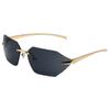 Nuevas gafas de sol sin marco transfronterizas, personalidad europea y americana, sencillas, para hombres y mujeres, piezas dobladas, gafas de sol de moda y tendencia.