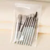 Mini Kit de Pincéis de Maquiagem, Conjunto Completo de 8 Pincéis Portáteis, Amigáveis para Viagem, com Cerdas Macias para Iluminador, Blush, Sombra, Base e Corretivo
