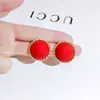 Pendientes Grandes de Perlas Rojas y Blancas de Estilo Sencillo para Mujer, Diseño Moderno y Elegante, Pendientes Personalizados, Pendientes de Buena Suerte para Año Nuevo