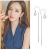 Aretes largos de plata coreana de lujo ligero para mujer, tendencia de moda coreana, temperamento, joyería de perlas para las orejas al por mayor