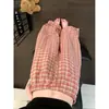 Calça de Pijama Xadrez Vermelho-Marrom Estilo Coreano Retrô para Mulheres, Nova Coleção de Verão, Calça Longa Casual Solta, Cintura Alta, Para Casa, Tamanho Plus Size, Pode Ser Usada Fora
