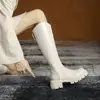 Botas de Gama Alta para Mujer Otoño e Invierno 2025 Nueva Moda Botas Altas de Jinete Pierna Gruesa Ajustadas Suela Gruesa Tacón Grueso