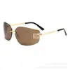 Nuevas Gafas de Sol Sin Marco Estilo Celebridad Y2K de Metal, Moda Europea y Americana, Gafas de Sol Transfronterizas Únicas Retro para Celebridades de Internet