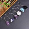 Llavero de Piedra Bruta de Cristal Natural Cadena de Bolsa de Mineral de Piedra Bruta Irregular Hebilla de Cadena Anillo Colgante Accesorios de Joyería Suministro Directo de Fábrica