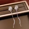 Pinzas para Orejas de Flor Hueca con Borla Bañadas en Oro Real con Circonita Sin Agujeros en las Orejas, Pendientes de Estilo Corte Vintage, Accesorios para Orejas Exquisitos y Versátiles