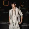2026 Nueva Camisa de Verano Texturizada Calada de Manga Corta Estilo Americano para Hombre, Marca Retro Trendy Camisa Casual de Media Manga para Pareja