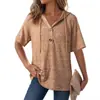 2026 Roupas Femininas Europeias e Americanas Novo Estilo de Verão da Amazon Blusa de Manga Curta com Capuz Ajustável e Botões Waffle Decote V