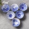 Porcelana Azul e Branca Kung Fu Pequena Xícara de Chá 10 Conjunto de Chá Balde Cerâmico Xícara de Chá Xícara Individual Tampa Tigela Tigela de Chá Mestre