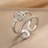 Anillo Exquisito Super Brillante de Circonita para Niñas, Lujo Accesible y Anillo de Apertura Ajustable de Gama Alta, Baño de Oro Real Simple