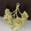 Colgante de hoja de ginkgo de cobre fundido de 23 x 26 mm, accesorios de joyería hechos a mano, material para tocado Hanfu