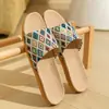 Zapatillas de Lino Nuevas de Tela para Mujer para Uso en Casa en Verano para Parejas Sandalias y Zapatillas de Casa Suaves Antideslizantes Resistentes al Desgaste