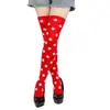 Decoración para Fiesta de Máscaras Halloween Cosplay Calcetines Largos Hasta la Rodilla Jacquard de Mariquita de Siete Estrellas Puntos Negros y Rojos