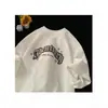 Camiseta Casual Solta Versátil Estilo Casal Unissex Estampa de Letras Tendência Verão Manga Curta Retro Americano