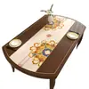 Nueva Mesa Plegable Estilo Chino con Mantel Ovalado Transparente Estampado en el Centro, Mantel de Mesa de Comedor de Gama Alta a Prueba de Aceite y Anti-quemaduras