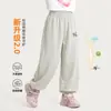 Calça para meninas, calça de moletom de outono, novo estilo 2026, calça casual infantil com punhos elásticos, coleção de outono, calça esportiva inspirada em dopamina para meninas mais velhas