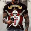 Moda de Verano Templario Camiseta de Hombre Impresa en 3D Street Harajuku