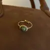 Anel Aberto Assimétrico Estilo Medieval com Pedra Olho de Tigre Acessível Luxo Retrô Anel de Dedo Indicador High-End Joia de Mão Elegante da Moda para Mulheres