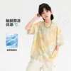 Camiseta de Manga Corta Tie-Dye de Verano para Niños con Sensación a Hielo 2026 Nuevo Estilo Moda de Verano para Jóvenes y Niños Top Fresco Holgado