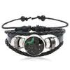 Pulseiras de Couro com Contas do Zodíaco de 12 Signos Mais Vendidas no Exterior, Presentes Tendência para Casais, Acessórios de Mão com Céu Estrelado do Zodíaco de Doze Signos que Brilham no Escuro