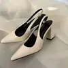 Sandálias de Salto Alto Chunky Femininas Estilo Coreano 2026 Nova Coleção Primavera/Verão Verde com Saia Bico Fino Sandálias Abertas no Calcanhar e na Ponta