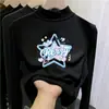Camiseta térmica de forro polar para niña con cuello alto medio, ropa infantil de dibujos animados para primavera/otoño/invierno, top interior cálido para niños, moderno