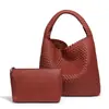 Bolso de mano de gran capacidad más vendido transfronterizo, bolso de hombro y axila retro europeo y americano, bolso tote tejido de moda de dos piezas
