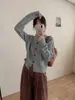Estilo Coreano Bolsa de Amor Design de Fivela Senso de Design Suéter de Malha Jaqueta Feminina Outono e Inverno 2024 Novo Solto Emagrecimento Gola Redonda Cardigan