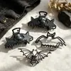 Pinza de pelo de garra de murciélago de metal, accesorio para el pelo de Halloween para mujer, pinza de tiburón para la parte trasera de la cabeza, pasador de calavera de estilo oscuro, accesorio para peinar el pelo