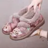 Novos Sapatos de Inverno Femininos com Forro de Pelúcia, Espessos e Quentes, Botas Femininas de Cano Baixo, Solado Macio, Botas Casuais da Moda, Sapatos para Mãe