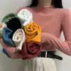 Suéter Básico con Cuello Medio Alto y Dobladillo Enrollado para Otoño e Invierno, Top de Punto de Manga Larga para Primavera 2025, Corte Ajustado Estilo Commuter