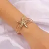Pulsera Abierta Floral de Alta Venta Transfronteriza, Pulsera Geométrica de Lujo Ligero Nicho de Gama Alta, Pulsera de Brazo de Moda, Pulsera de Plata