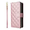 Adequado para Carteira com Zíper Transversal Estilo Chanel Pequena para Apple 17E - Capa de Couro para Celular iPhone 17/Air/16 com Compartimento para Cartões
