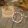 Pulsera de la Amistad Color Bohemio Cuentas con Letras Pulsera de Perlas Colorida Tarjeta de Regalo de Amor Paquete Pulsera Trenzada Mujer