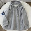 Suéter polar con capucha y media cremallera de calle con sentido del diseño para mujer, invierno, estilo coreano, estilo holgazán, grueso, holgado, abrigo, top