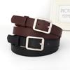 Cinturón Personalizado de Fábrica Hebilla Cuadrada Mate Plateada Cinturón de Pantalón Estilo Ins Simple Versátil Negro para Mujer