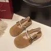 Zapatos Mary Jane peludos sin cordones para mujer, nuevo estilo invierno 2026, forro de felpa, cálidos, con cadena de perlas y lazo, zapatos de algodón tipo gorro