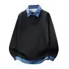 Nueva colección de primavera y otoño: Camisa tipo polo de dos piezas para hombre, casual y de corte holgado, marca de moda, camiseta de manga larga con cuello