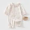 Macacão fino estampado floral estilo princesa para recém-nascidos, roupa de verão, estiloso para sair, macacão para bebês meninas