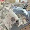 Ropa de cama de algodón cepillado grueso de cuatro piezas, edredón nórdico de algodón puro, sábana, juego de invierno de tres piezas